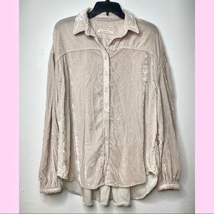 We The Free/ Free People La Luna Velvet Button Down Blouse